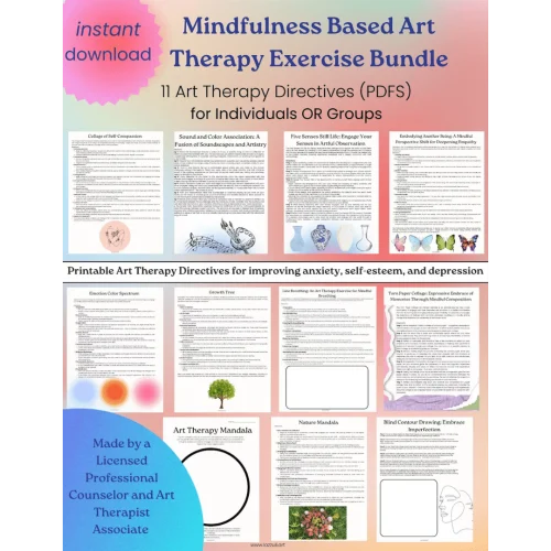 expressive healing bundle : a mindfulness based art therapy approach worksheets +bonus(books)